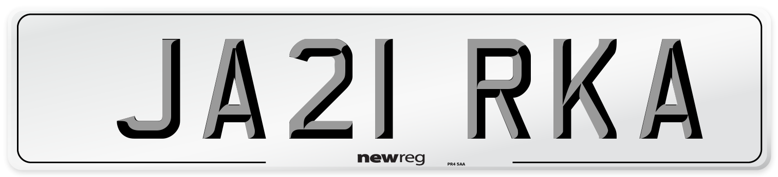 JA21 RKA Number Plate from New Reg